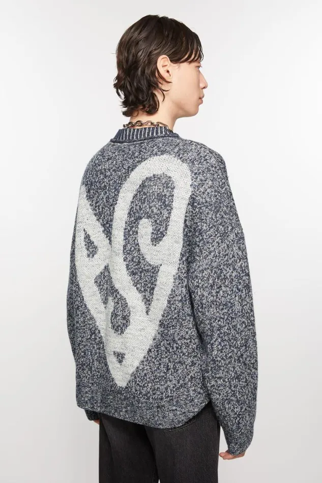 Acne Studios Jacquard Jumper Blackbird Bluemulti Men Knitwear