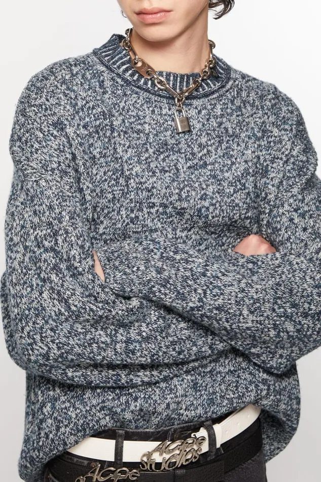 Acne Studios Jacquard Jumper Blackbird Bluemulti Men Knitwear