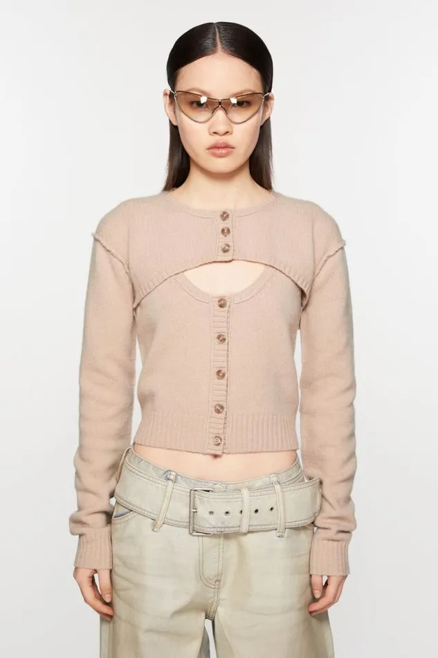 Acne Studios Knit Tank Top Cardigan Set Dusty Pink Women Knitwear