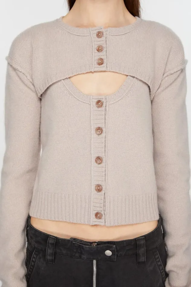 Acne Studios Knit Tank Top Cardigan Set Sand Beige Women Knitwear Acne Studios Knit Tank Top Cardigan Set Sand Beige Women Knitwear