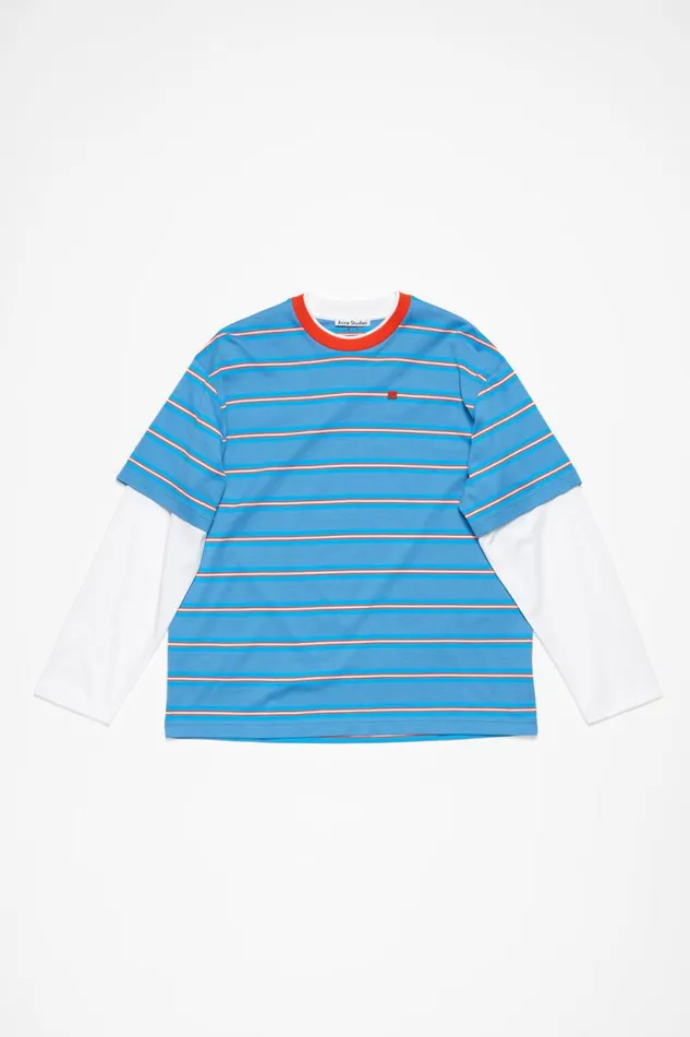 Acne Studios Layered Tshirt Sea Blue Men Tshirts