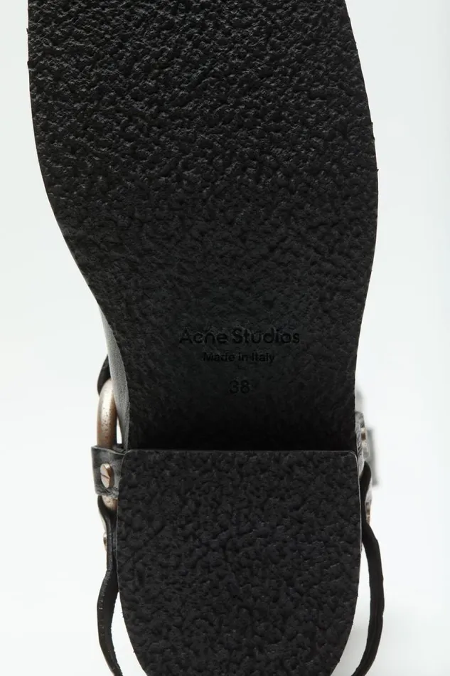 Acne Studios Leather Buckle Boots Anthracite Grey Women Shoes