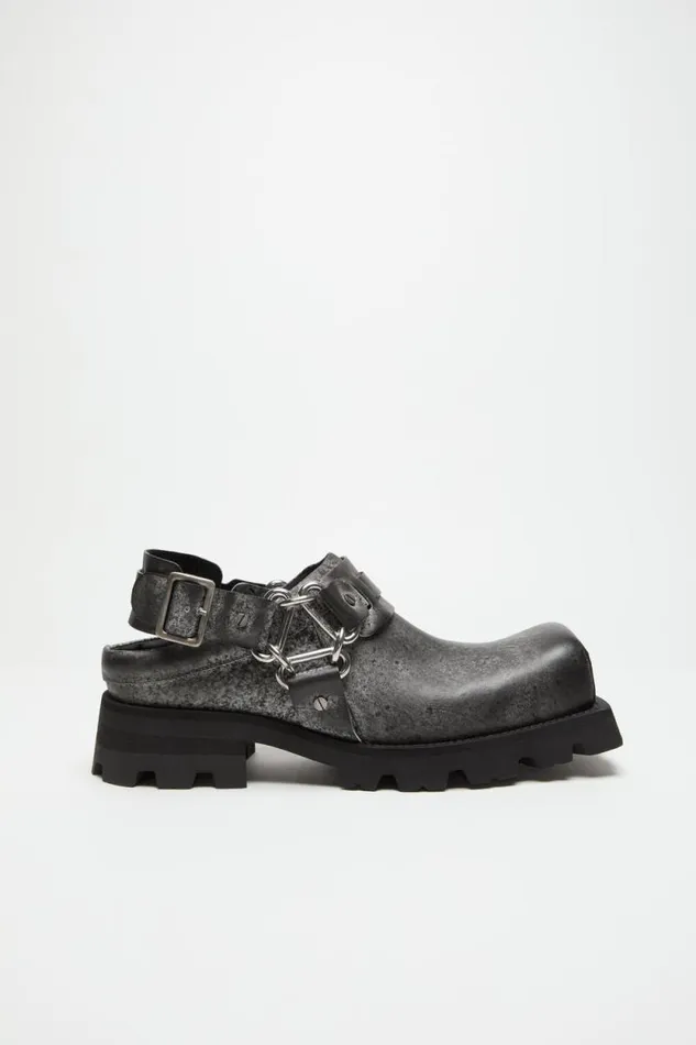 Acne Studios Leather Buckle Mule Blackwhite Men Shoes