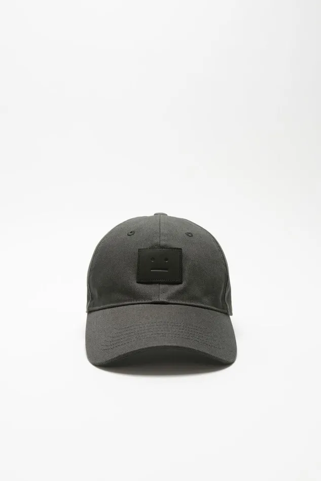 Acne Studios Leather Face Patch Cap Dark Grey Women Face Collection