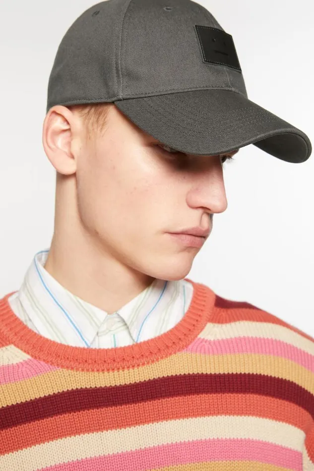 Acne Studios Leather Face Patch Cap Dark Grey Women Face Collection
