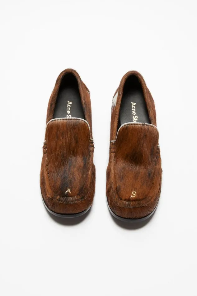 Acne Studios Leather Loafers Multi Brown Women Shoes