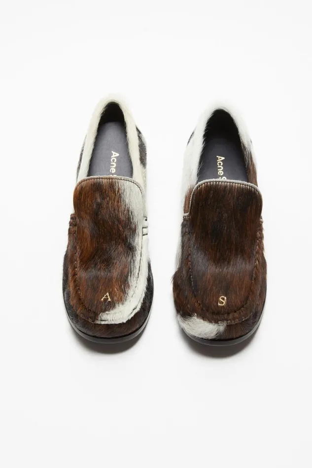 Acne Studios Leather Loafers Multi Brown Women Shoes