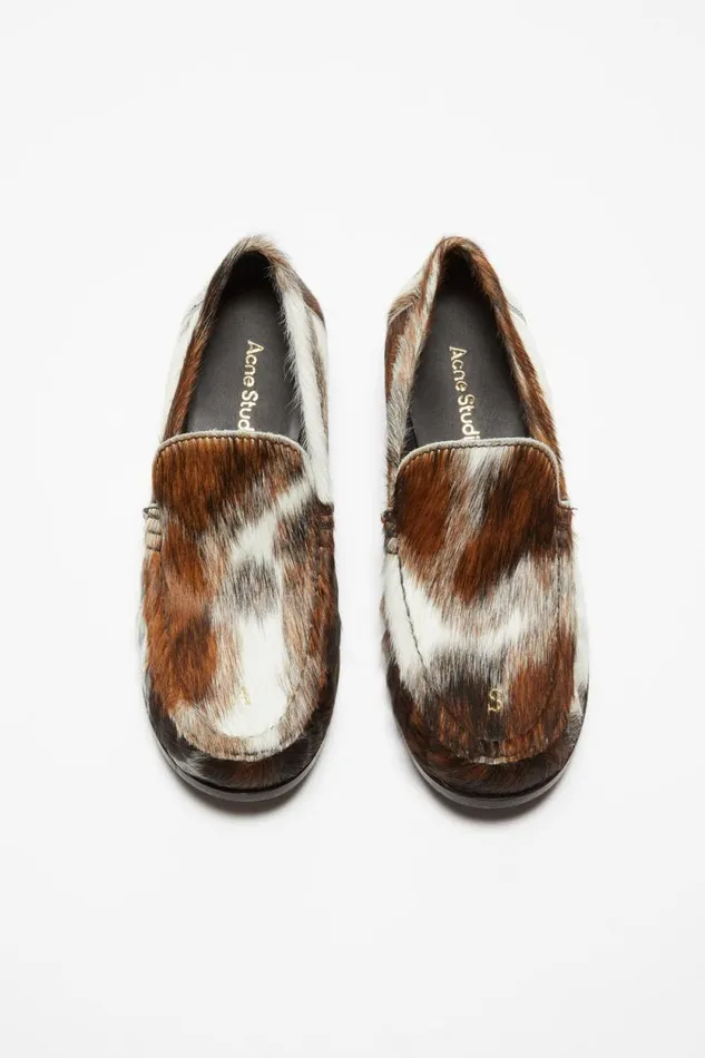 Acne Studios Leather Loafers Multi Brown Women Shoes