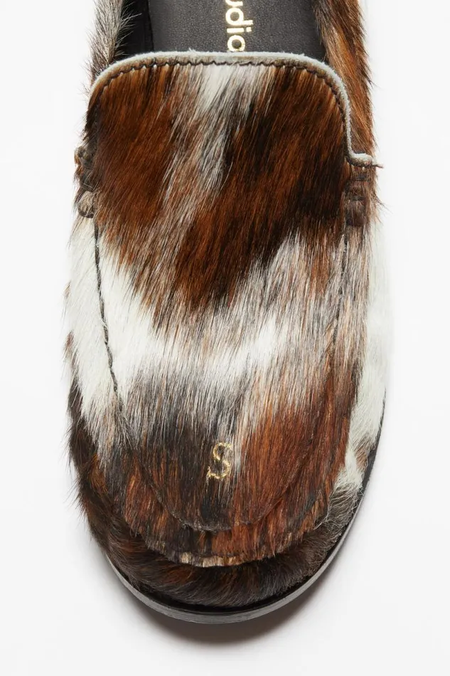 Acne Studios Leather Loafers Multi Brown Women Shoes