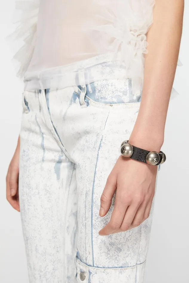 Acne Studios Leather Stud Bracelet Black Men Jewellery