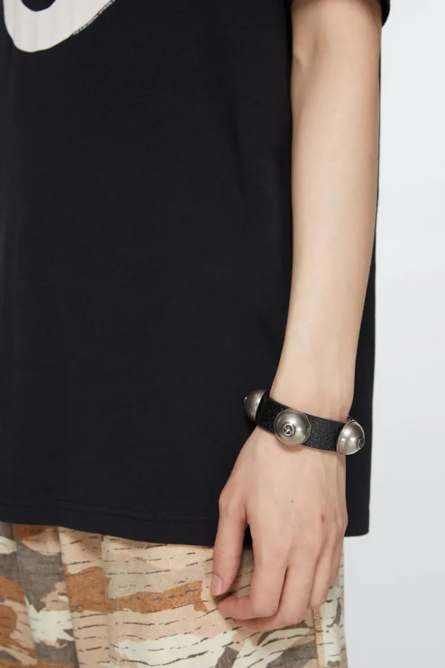 Acne Studios Leather Stud Bracelet Black Men Jewellery