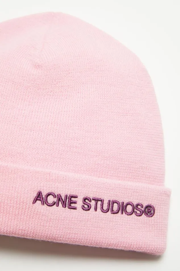 Acne Studios Logo Beanie Light Pink Women Hats Acne Studios Logo Beanie Light Pink Women Hats