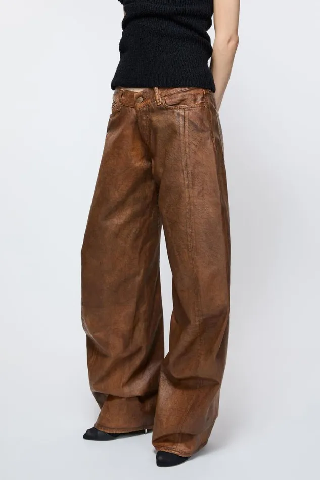 Acne Studios Loose Fit Jeans 8211 2006F Cognac Brown Women Jeans