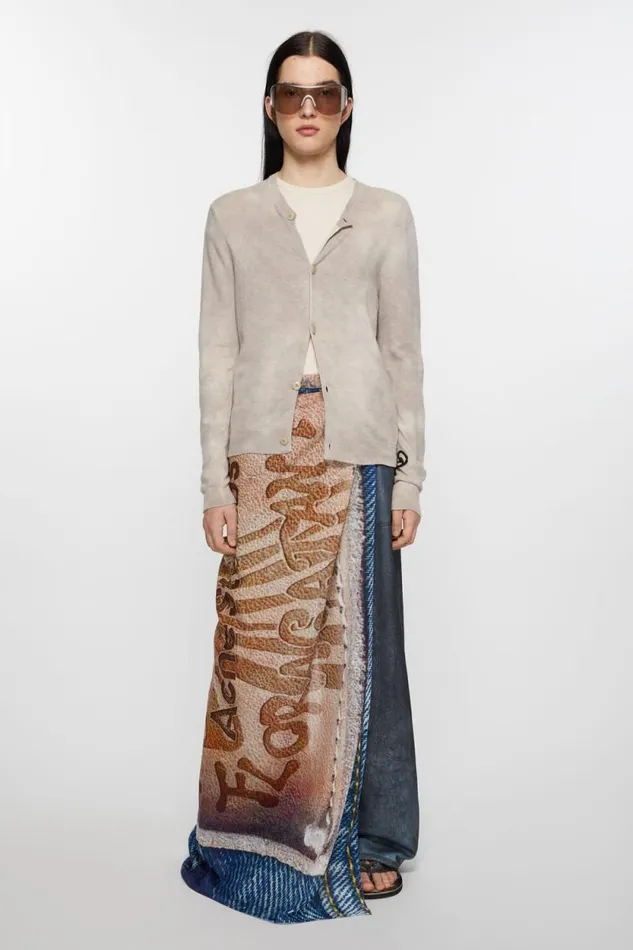 Acne Studios Oversized Print Scarf Beigeblue Women Scarves