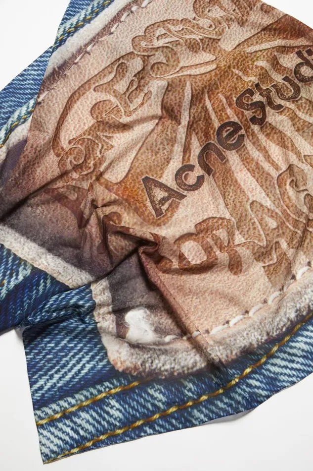 Acne Studios Oversized Print Scarf Beigeblue Women Scarves