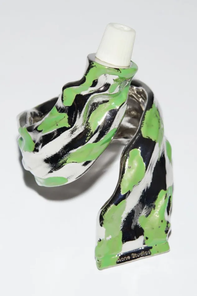 Acne Studios Paint Tube Bracelet Silvergreen Men Jewellery