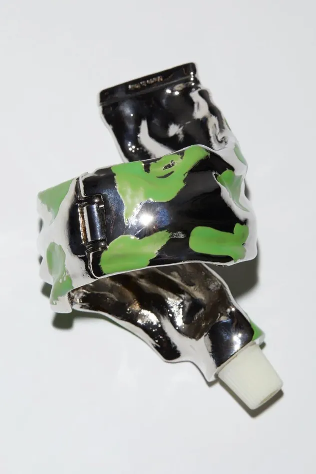 Acne Studios Paint Tube Bracelet Silvergreen Men Jewellery