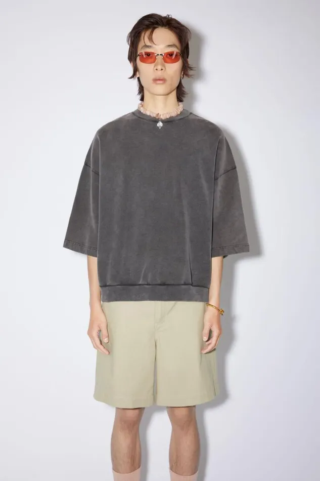 Acne Studios Patch Logo Tshirt Faded Black Men Tshirts