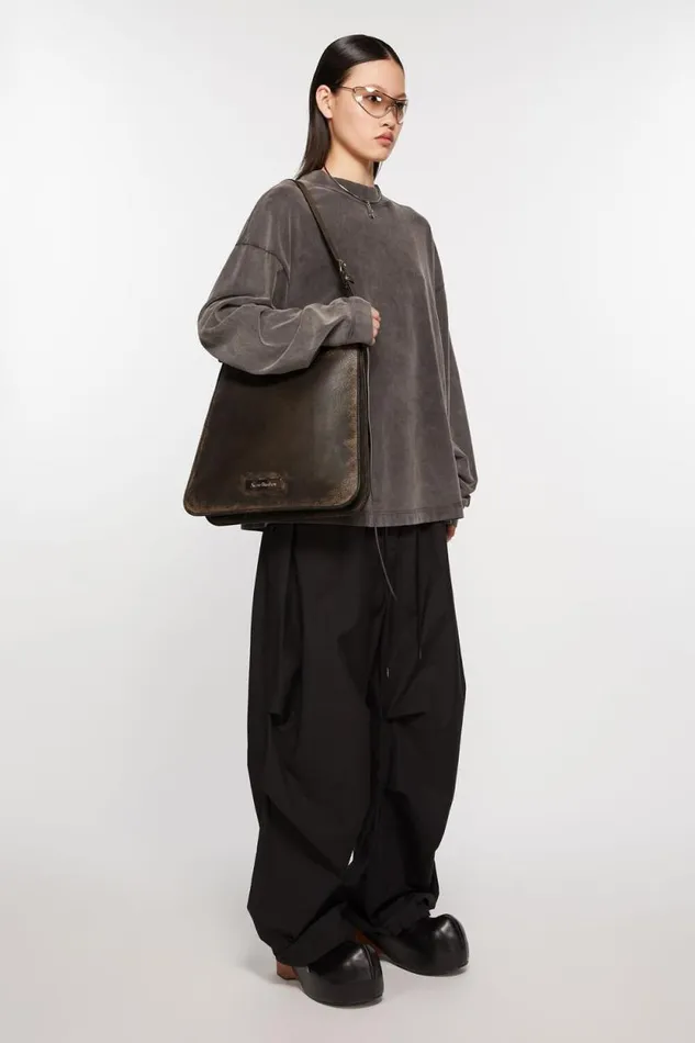 Acne Studios Platt Shoulder Bag Dark Brownbeige Women Bags