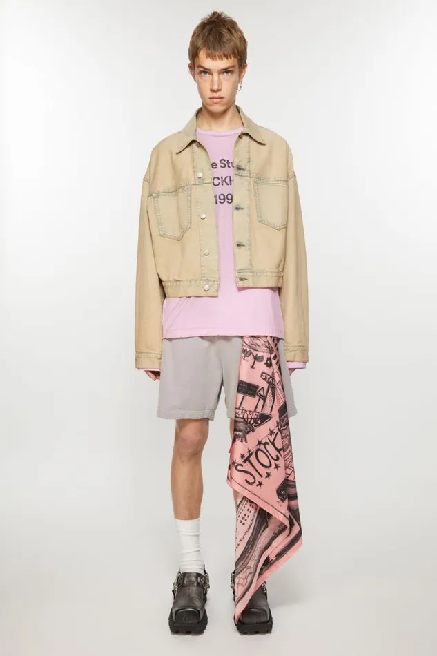 Acne Studios Print Silk Scarf Pinkblack Women Scarves Acne Studios Print Silk Scarf Pinkblack Women Scarves