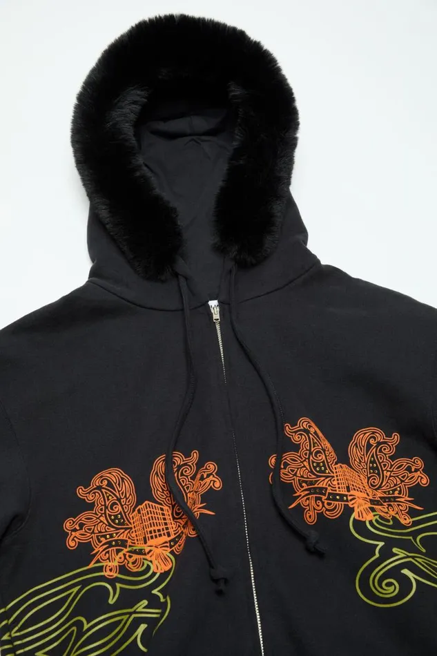 Acne Studios Printed Hooded Zip Sweater Black Men Sweatshirts Acne Studios Printed Hooded Zip Sweater Black Men Sweatshirts
