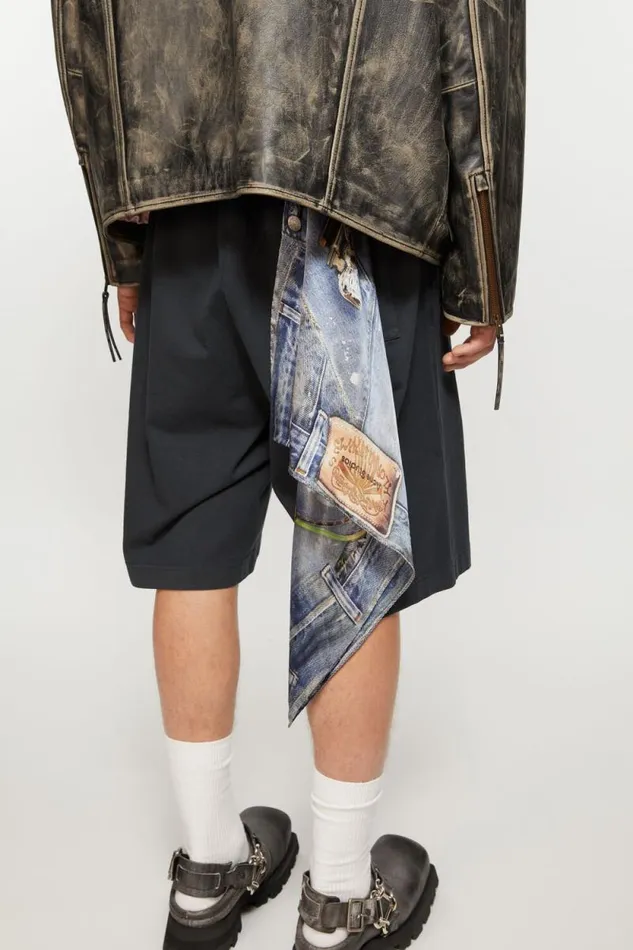 Acne Studios Printed Silk Scarf Denim Blue Men Scarves Acne Studios Printed Silk Scarf Denim Blue Men Scarves