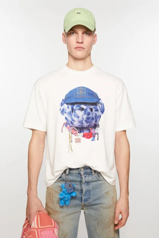 Acne Studios Printed Tshirt 8211 Relaxed Fit Optic White Women Tshirts