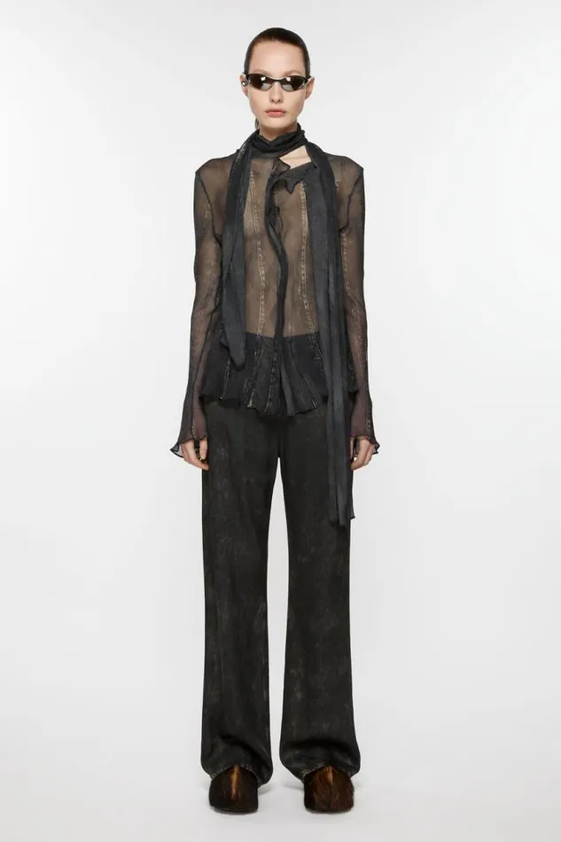 Acne Studios Printed Trousers Blackbeige Women Trousers