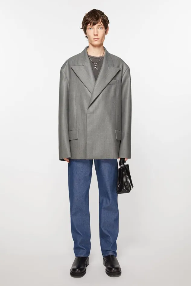 Acne Studios Relaxed Fit Suit Jacket Vintage Grey Melange Men Suit Jackets