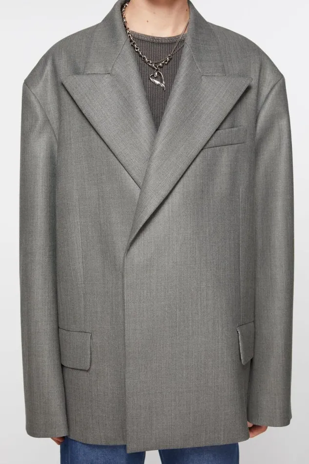 Acne Studios Relaxed Fit Suit Jacket Vintage Grey Melange Men Suit Jackets Acne Studios Relaxed Fit Suit Jacket Vintage Grey Melange Men Suit Jackets