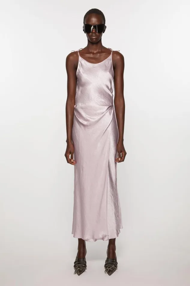 Acne Studios Satin Dress Light Lilac Purple Women Dresses
