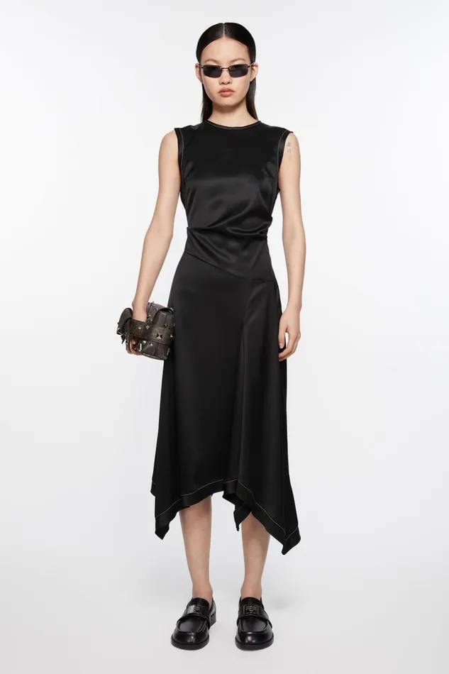 Acne Studios Satin Sleeveless Dress Black Women Dresses