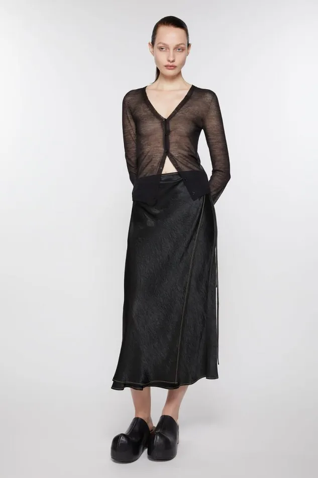 Acne Studios Satin Wrap Skirt Black Women Skirts