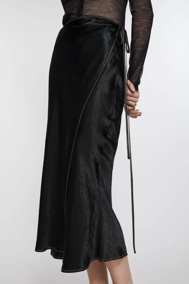 Acne Studios Satin Wrap Skirt Black Women Skirts