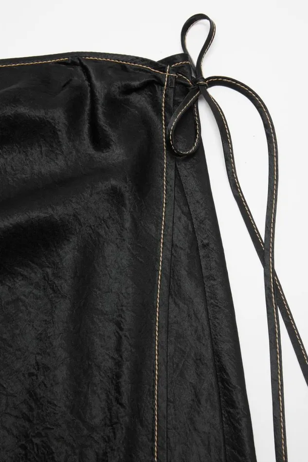 Acne Studios Satin Wrap Skirt Black Women Skirts