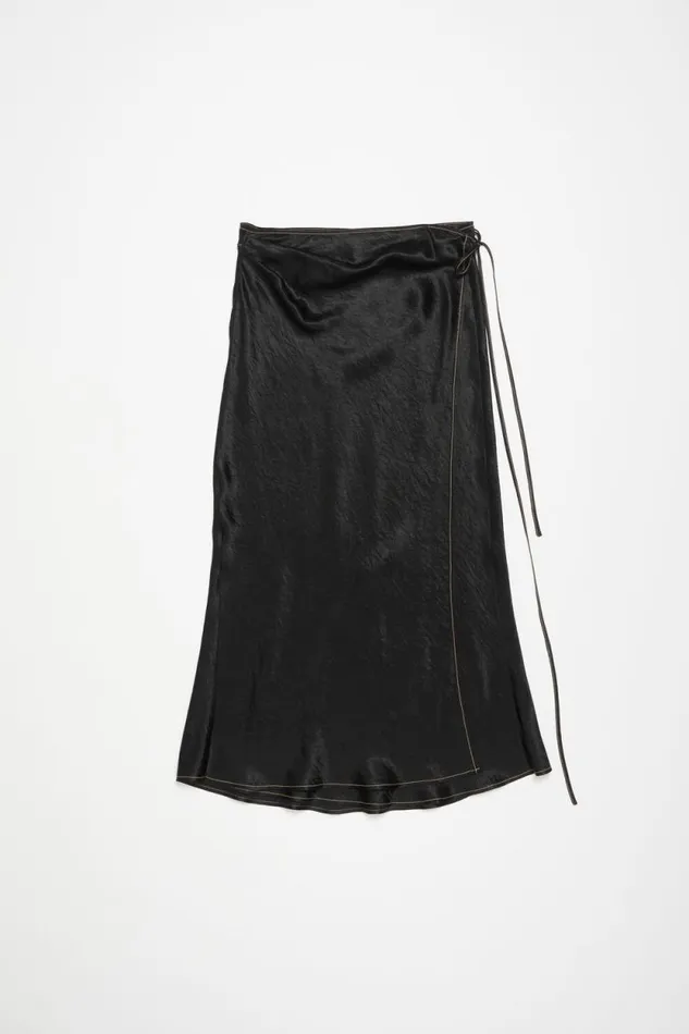 Acne Studios Satin Wrap Skirt Black Women Skirts