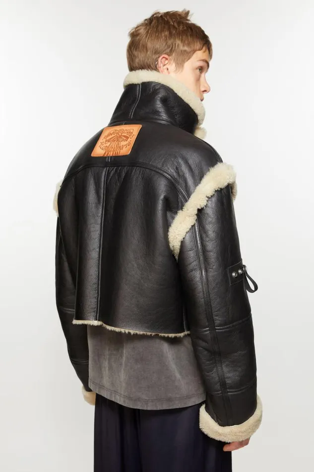 Acne Studios Shearling Buckle Jacket Black Men Outerwear Acne Studios Shearling Buckle Jacket Black Men Outerwear