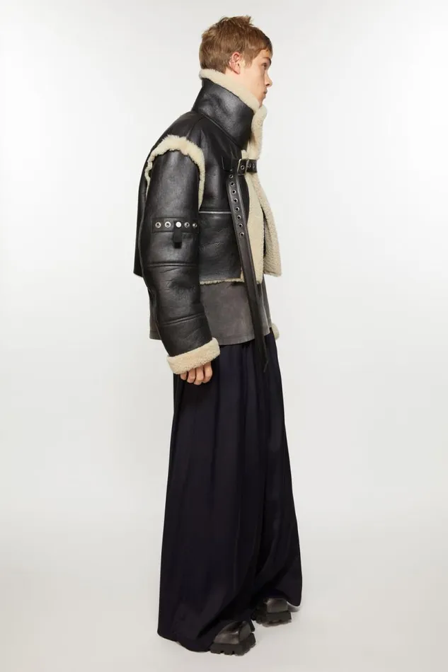 Acne Studios Shearling Buckle Jacket Black Men Outerwear Acne Studios Shearling Buckle Jacket Black Men Outerwear