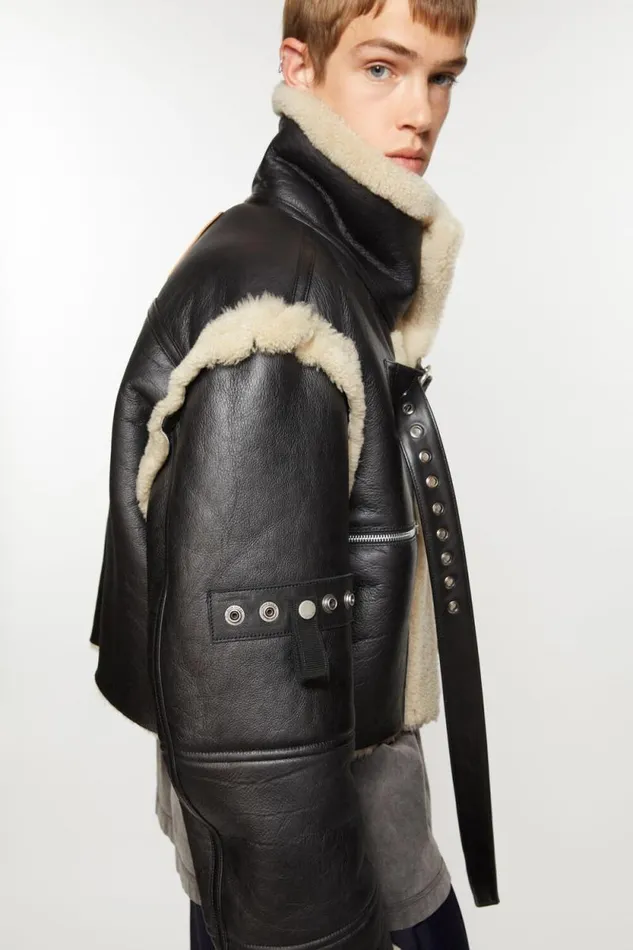 Acne Studios Shearling Buckle Jacket Black Men Outerwear Acne Studios Shearling Buckle Jacket Black Men Outerwear