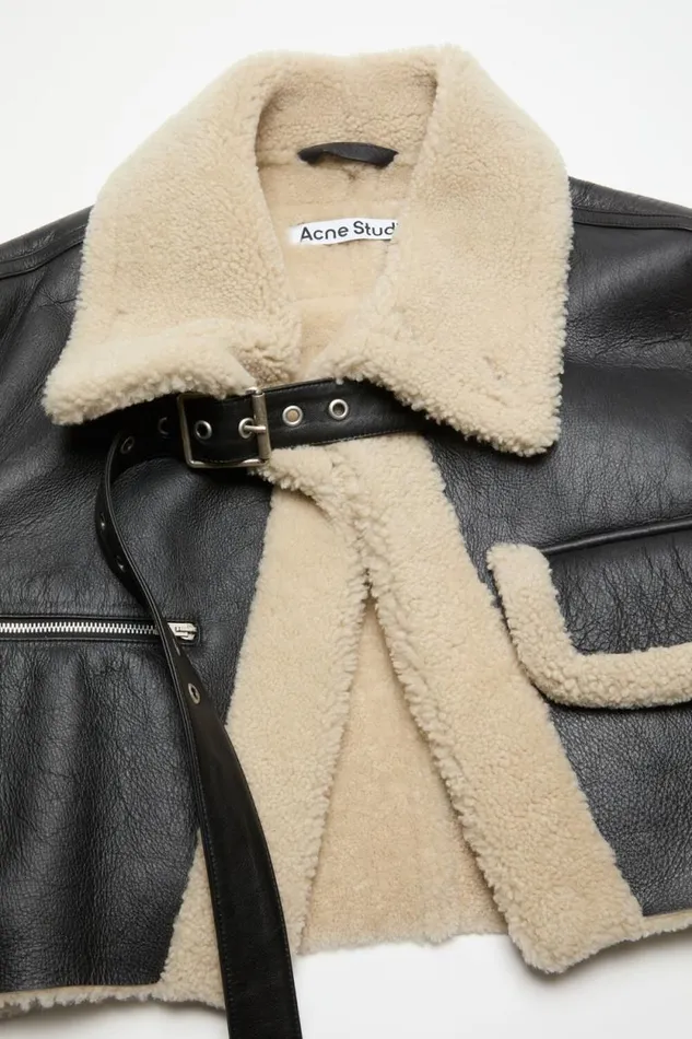 Acne Studios Shearling Buckle Jacket Black Men Outerwear Acne Studios Shearling Buckle Jacket Black Men Outerwear