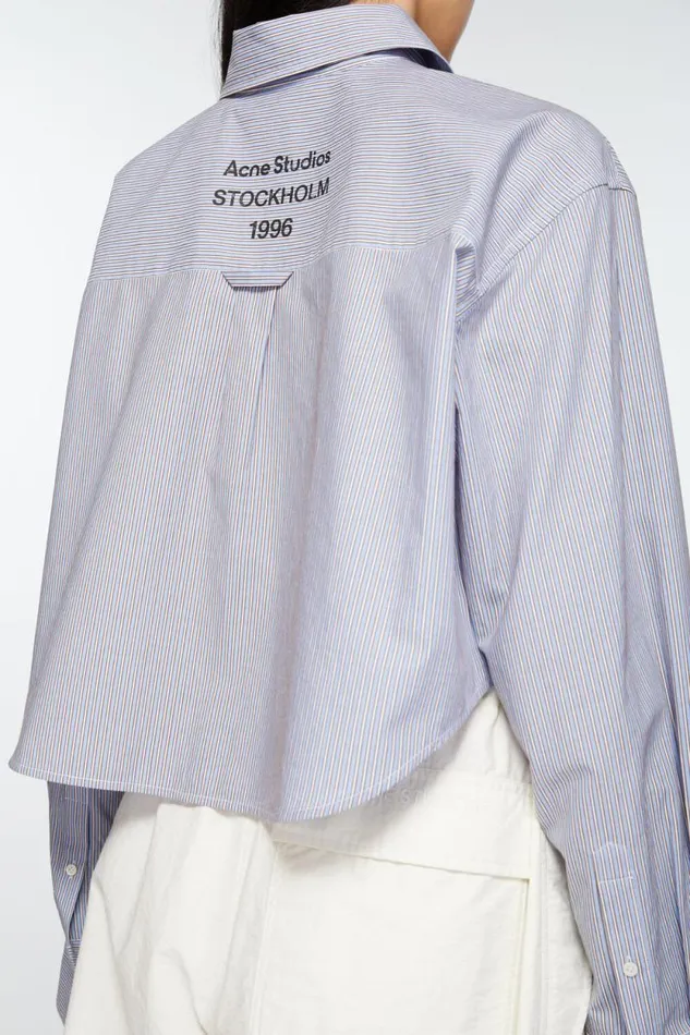 Acne Studios Shirt Jacquard Pinstripe Sky Bluecoffee Brown Women Shirts and Blouses Acne Studios Shirt Jacquard Pinstripe Sky Bluecoffee Brown Women Shirts and Blouses