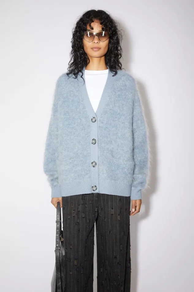 Acne Studios Wool Mohair Cardigan Denim Blue Women Knitwear
