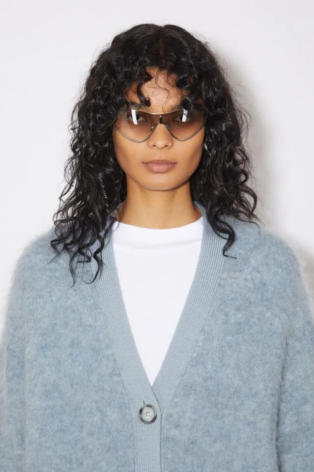 Acne Studios Wool Mohair Cardigan Denim Blue Women Knitwear Acne Studios Wool Mohair Cardigan Denim Blue Women Knitwear