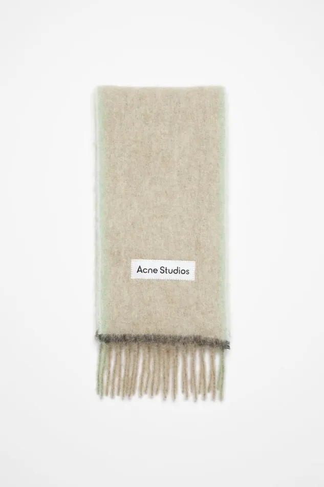 Acne Studios Wool Mohair Scarf 8211 Narrow Beigegrey Women Scarves