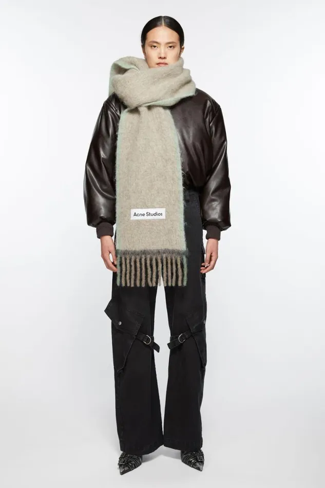 Acne Studios Wool Mohair Scarf 8211 Narrow Beigegrey Women Scarves Acne Studios Wool Mohair Scarf 8211 Narrow Beigegrey Women Scarves