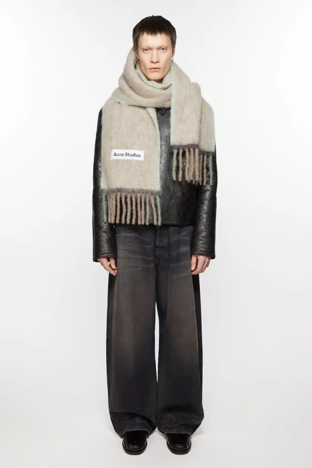 Acne Studios Wool Mohair Scarf 8211 Narrow Beigegrey Women Scarves Acne Studios Wool Mohair Scarf 8211 Narrow Beigegrey Women Scarves