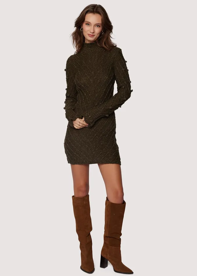Adelina Knit Mini Dress Green Women Lost Wander Dresses