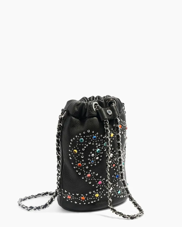 Aimee Kestenberg Clutches Women Outta Here Novelty Drawstring Pouch Black Snake Studs