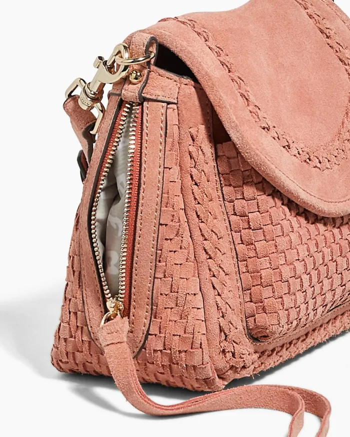 Aimee Kestenberg Crossbody Bags Women Woven All For Love Mini Crossbody Apricot Suede
