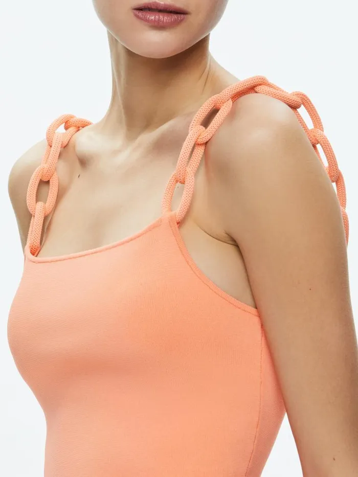 Alice Olivia ALINA LOOPED STRAPS MIDI DRESS Coral Women Dresses